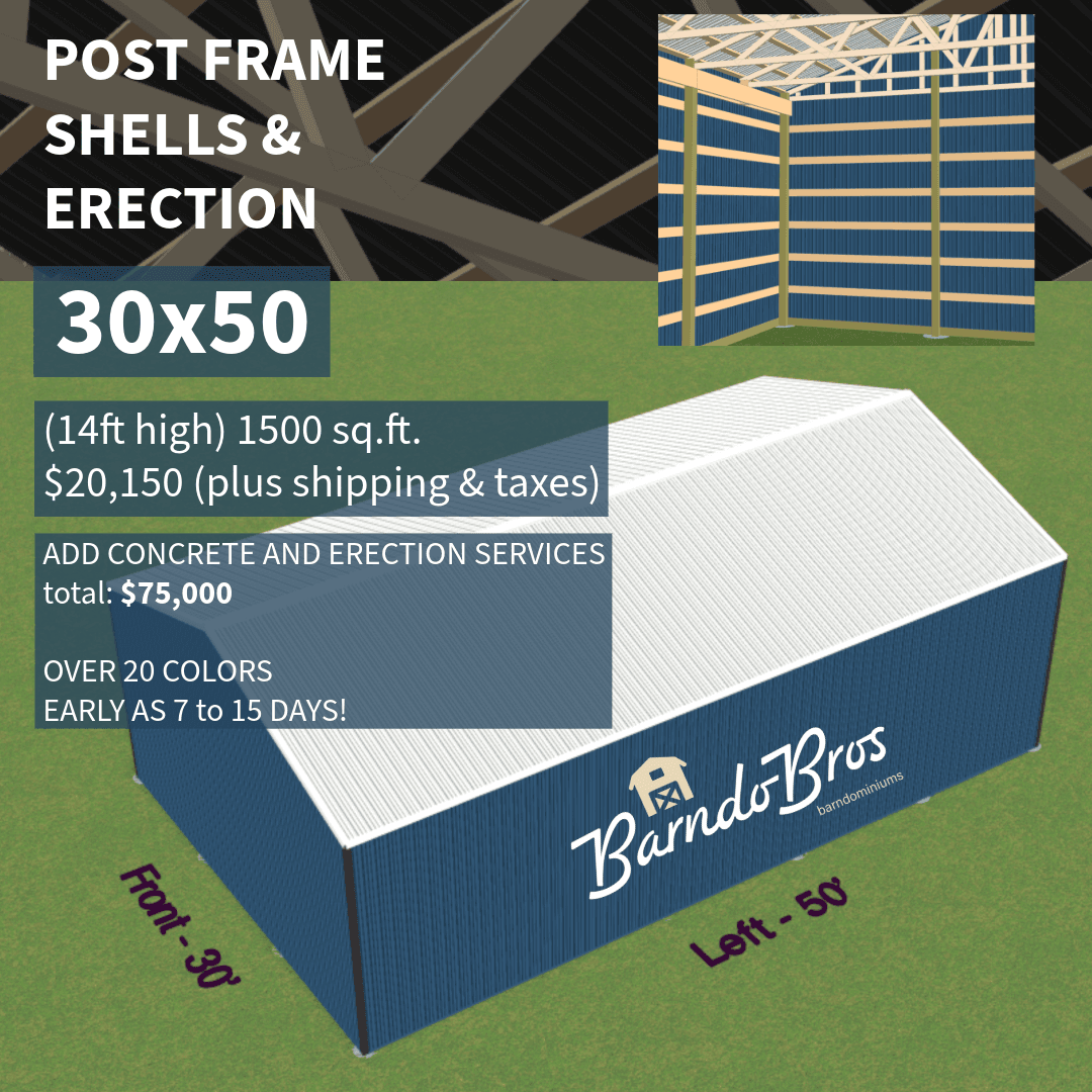 30x50 (14ft high) 1500 sq.ft.