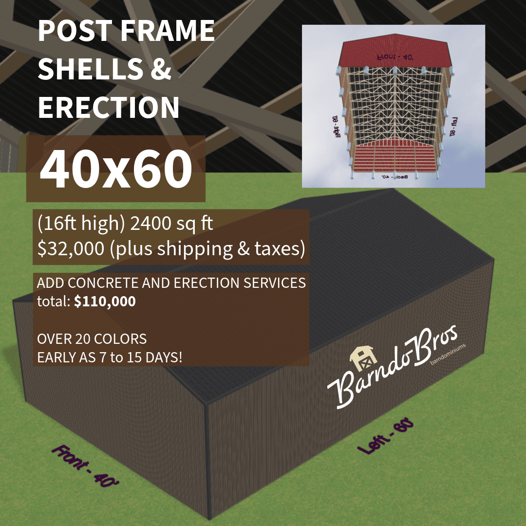 40x60 (16ft high) 2400 sq ft