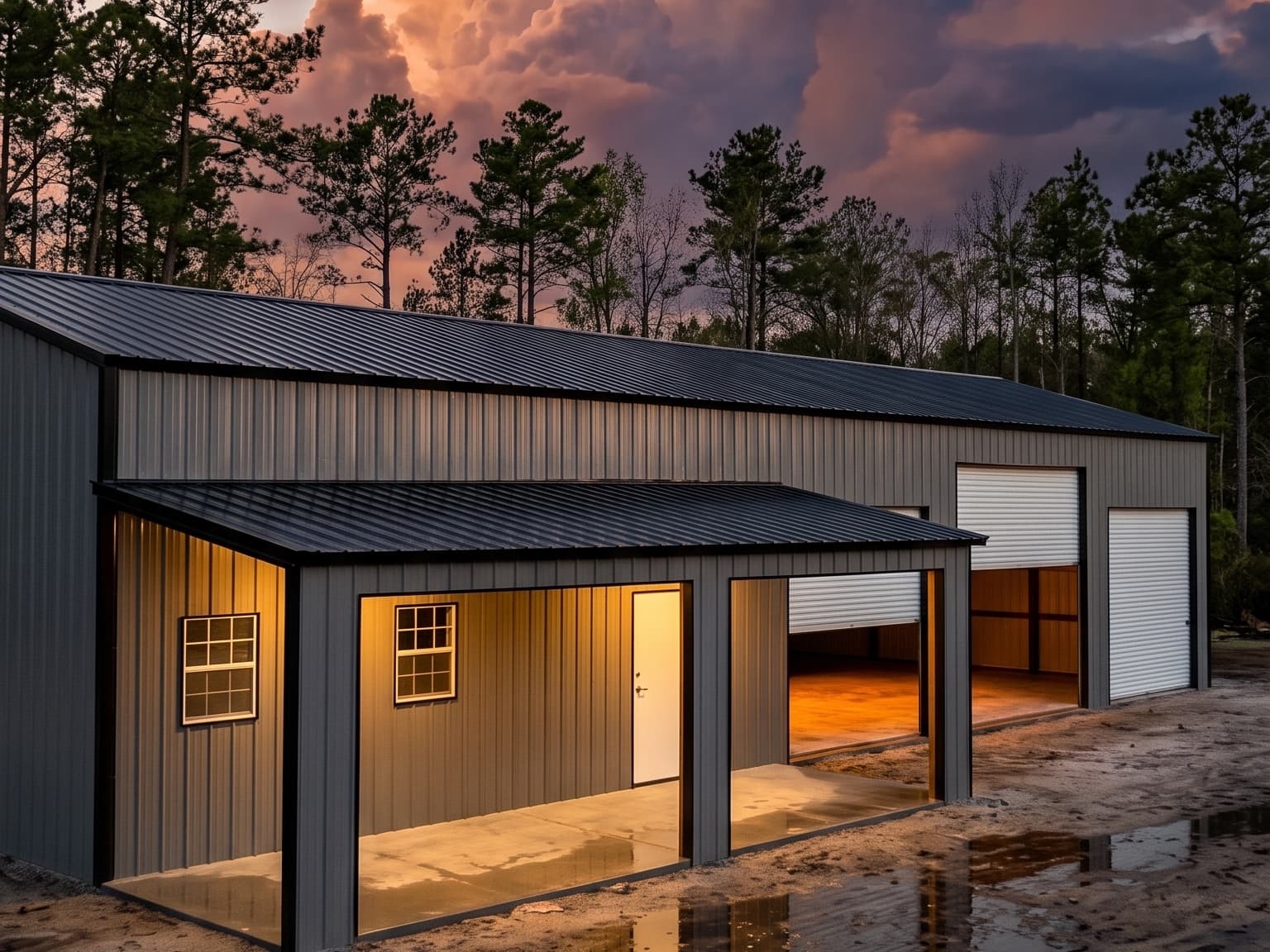 30x70x14 Shop Garage with Porch — render